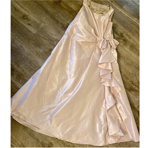 Terry Jon Sleeveless Side Drape Ruffle Gown - Picture 2 of 15